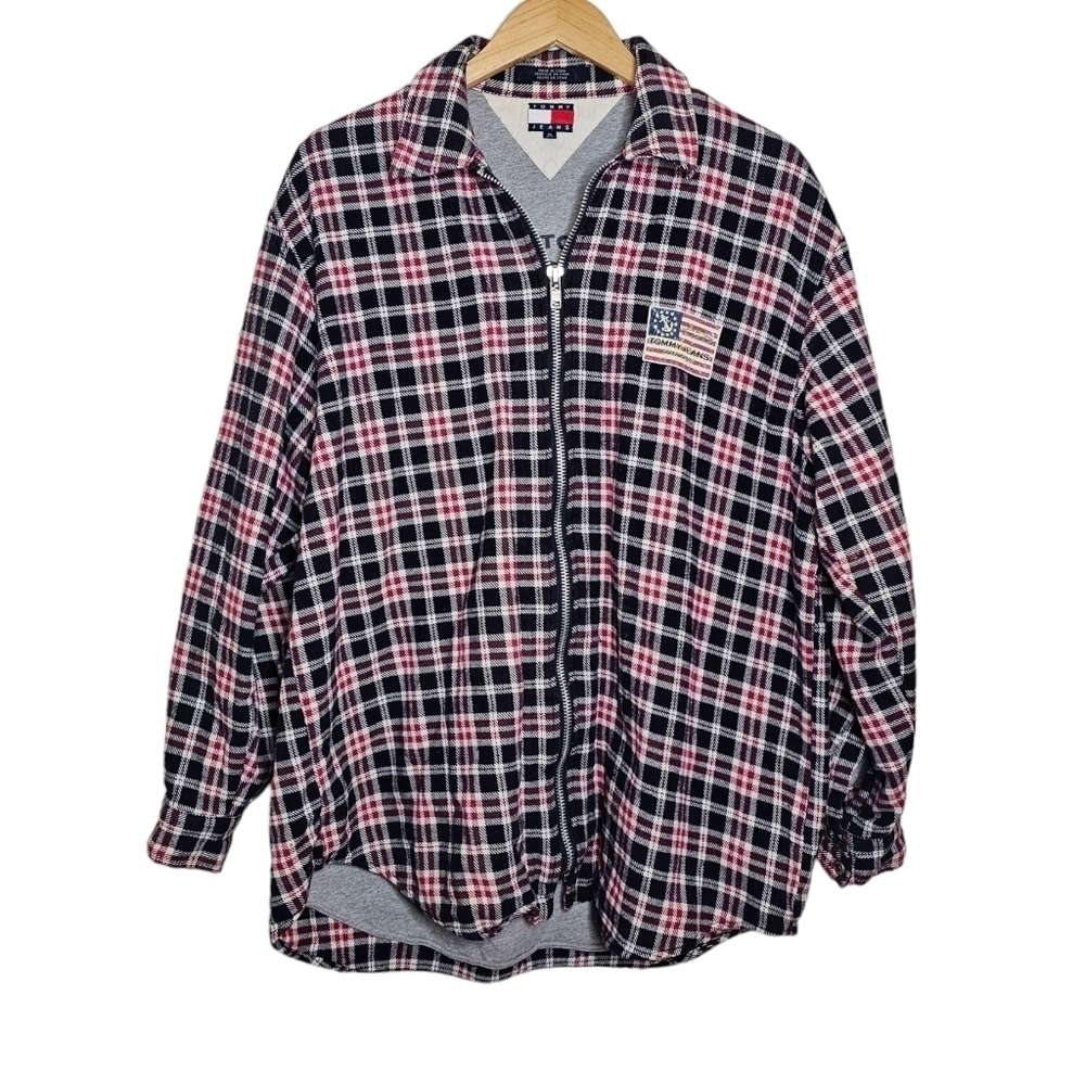 Tommy Hilfiger Plaid Zip Up Jacket Size Medium
